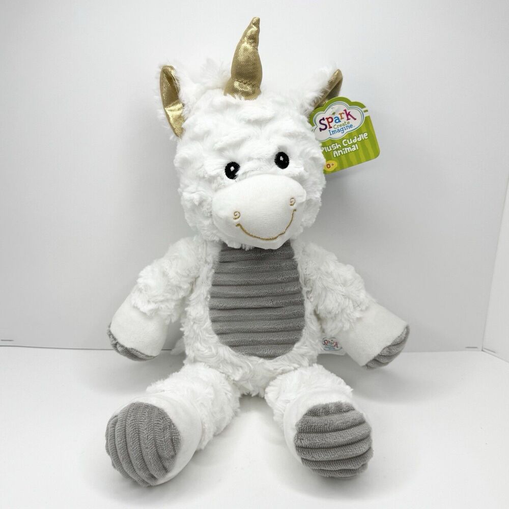 Spark Create Imagine White Plush Unicorn Rattle Crinkle 16" Stuffed Animal